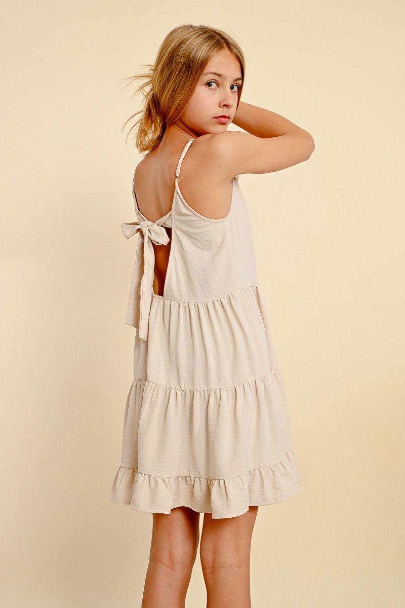 Beige Flowy Tiered Dress – madisonn ave