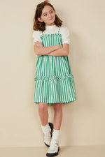 Ruffle Trimmed Poplin Stripe Dress