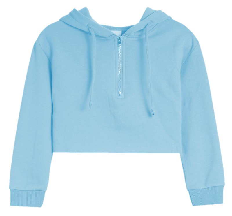 Little Girls Blue Cloud Crop Half Zip