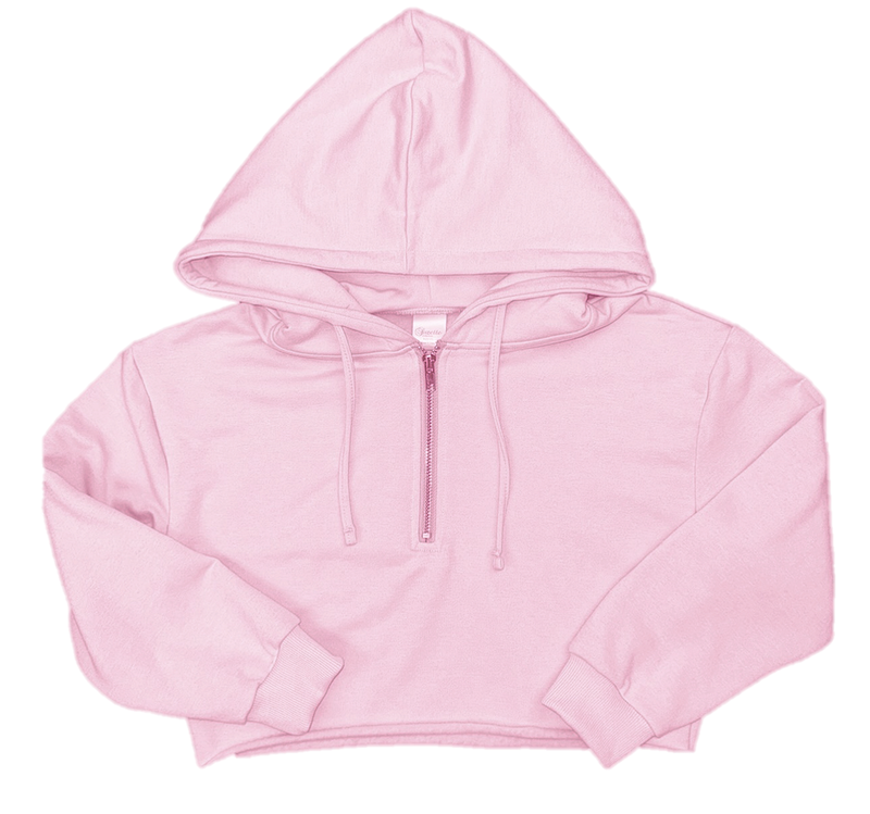 Little Girls Pink Cloud Crop Half Zip