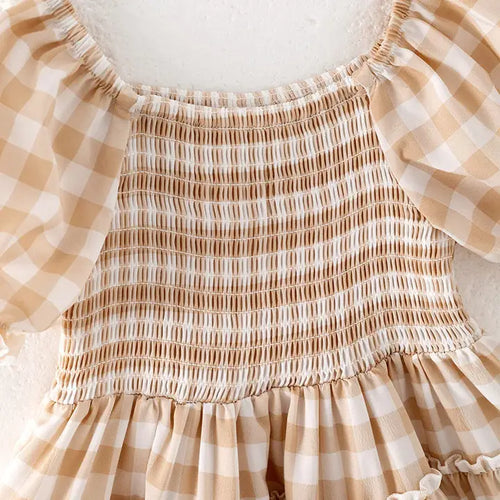 Plaid Smocked Chiffon Dress