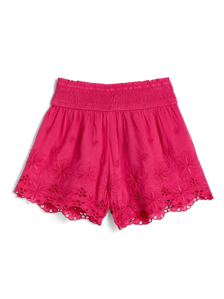 Pink Smocked Eyelet Shorts