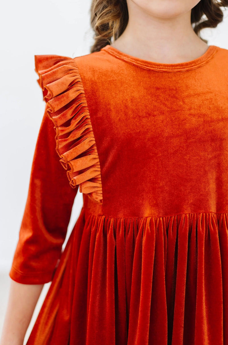 Pumpkin Spice Velvet Twirl Dress