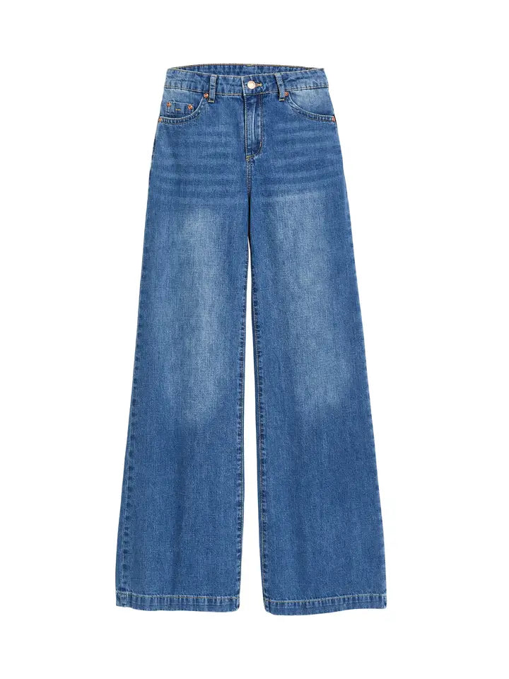 Dark Washed Wide Leg Jeans