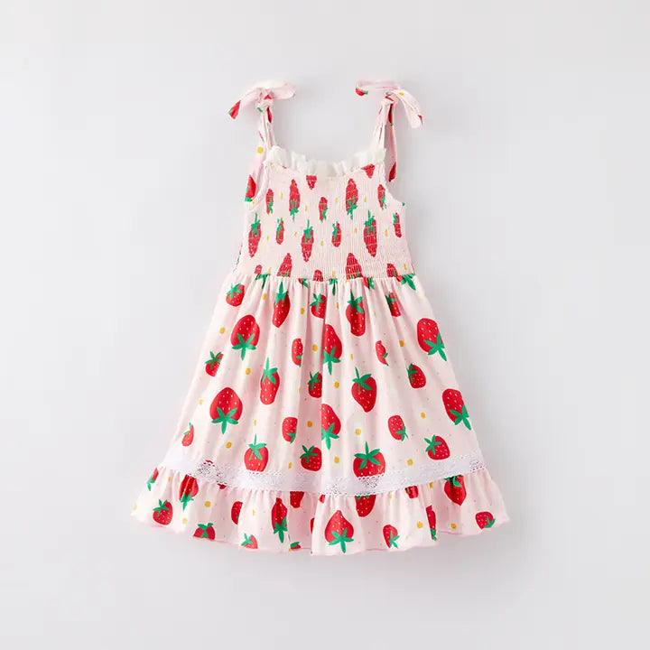 Strawberry Season Smocking Twirl Dress