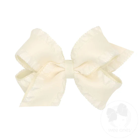 Medium Ruffle Antique White Bow