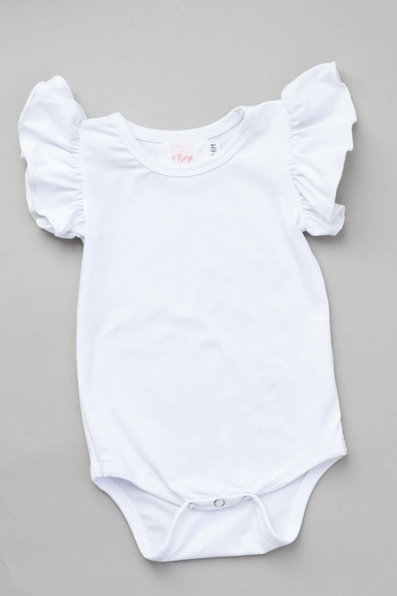 WHITE S/S FLUTTER ONESIE