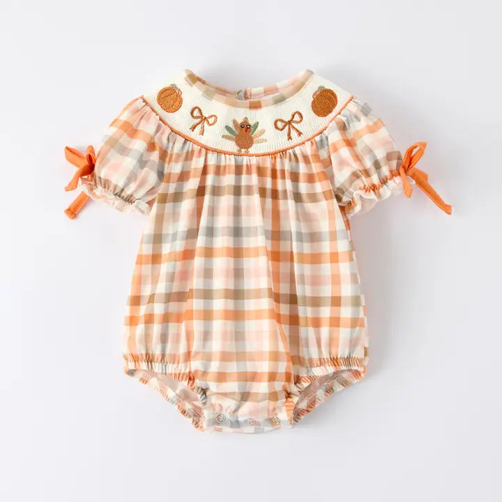 Thanksgiving Embroidery Smocked Bubble
