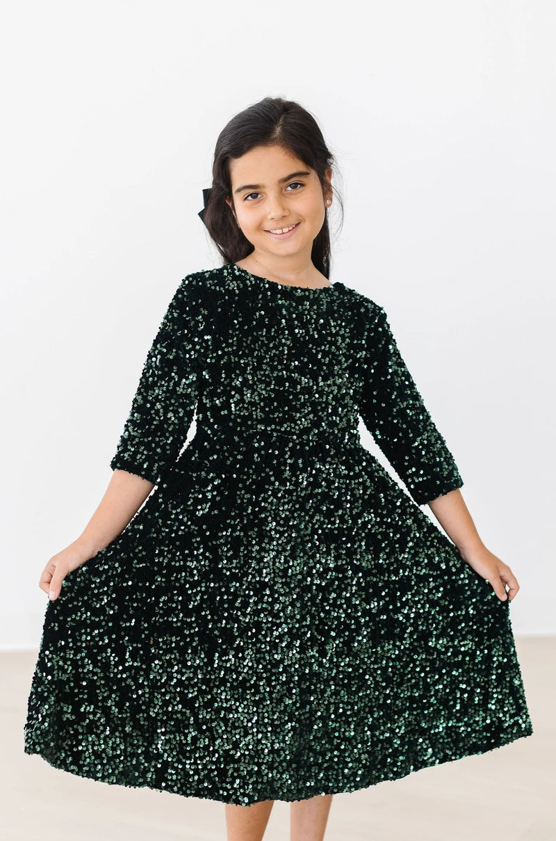 Hunter Green Velvet Sequin Dress