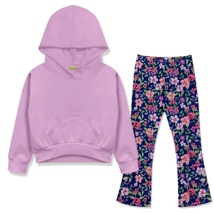 Lilac Hoodie & Tory Floral Flare Leggings