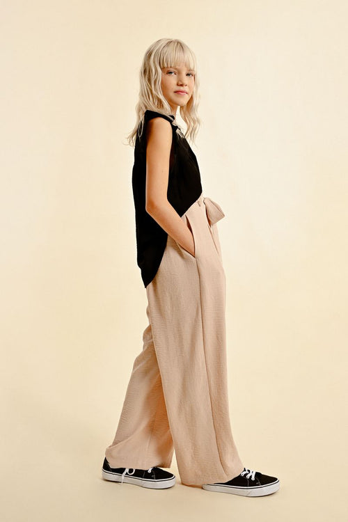 Beige Flowy Beach Pants