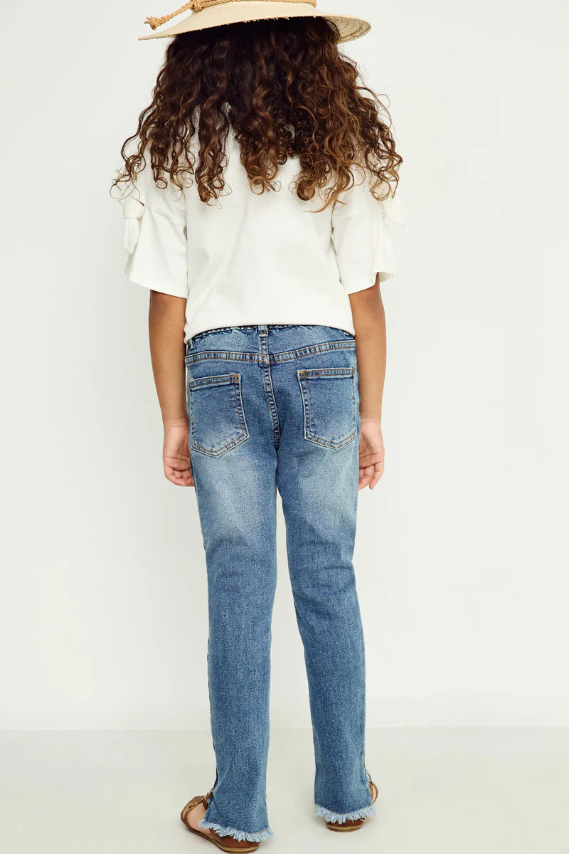 Stone Wash Frayed Ankle Jean