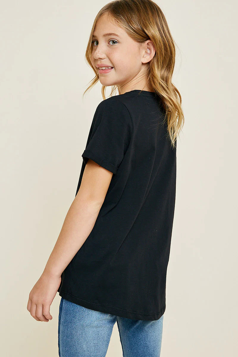 V-Neck Black Criss-Cross Tee
