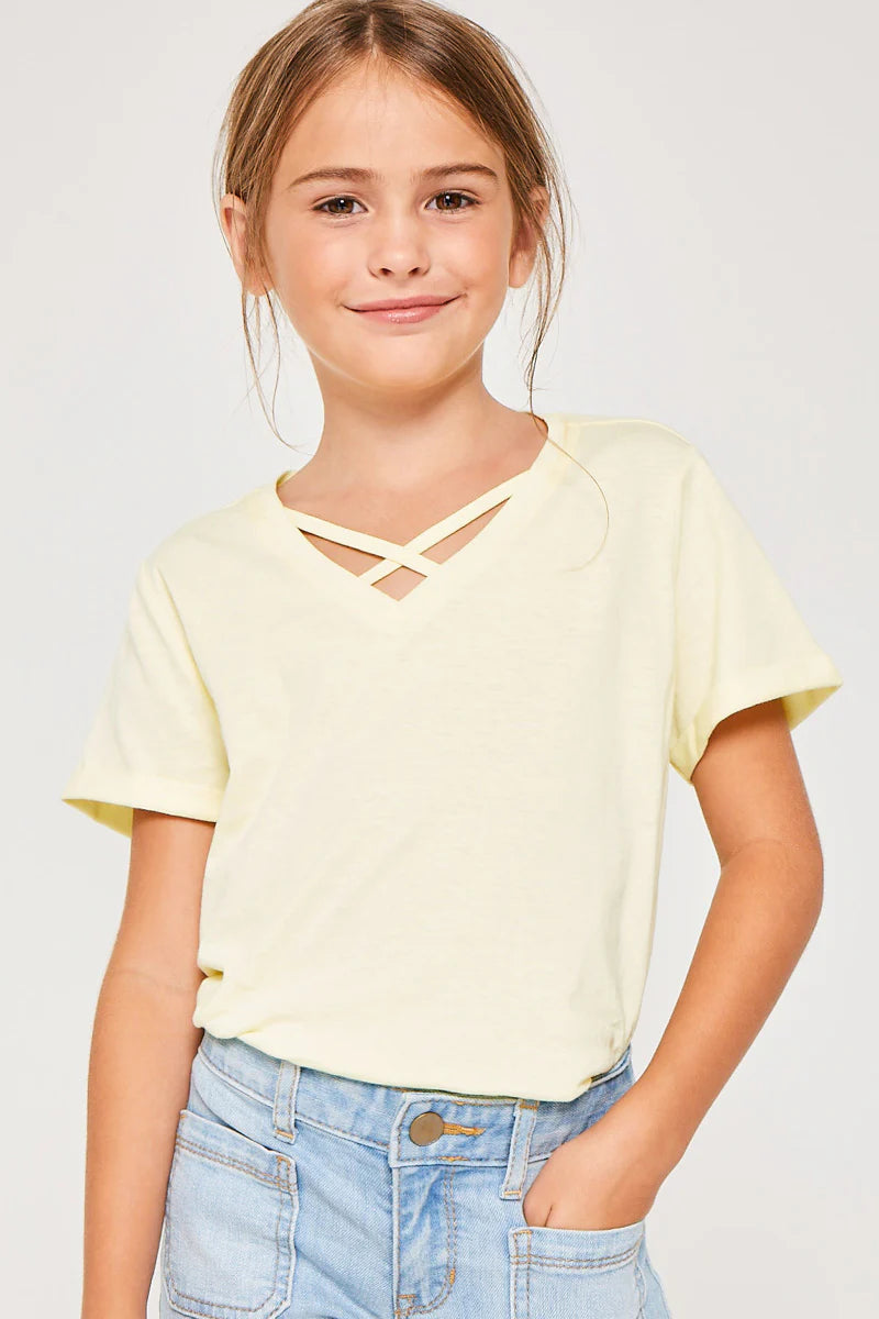 V-Neck Lemon Criss-Cross Tee