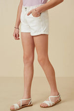 White High Waist Roll Up Denim Short