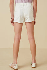 White High Waist Roll Up Denim Short