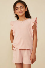 Pink Balloon Ruffle Sleeveless French Terry Knit Tank