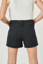 Black Distressed Washed Color Denim Shorts