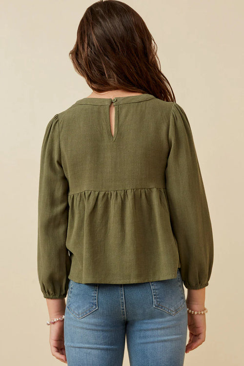 Floral Embroidered Textured Peplum Top