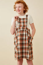 Plaid Patch Pocket Overall Dress