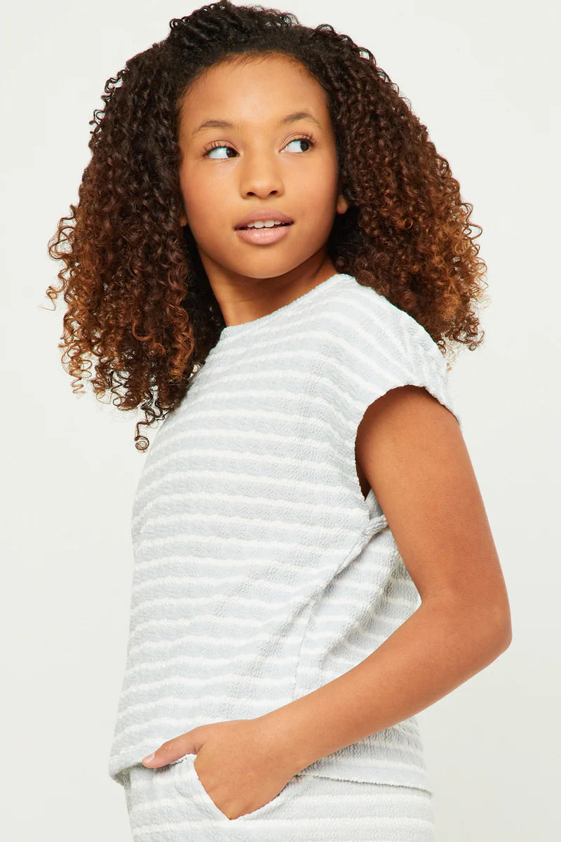 Textured Knit Striped Sleeveless Top