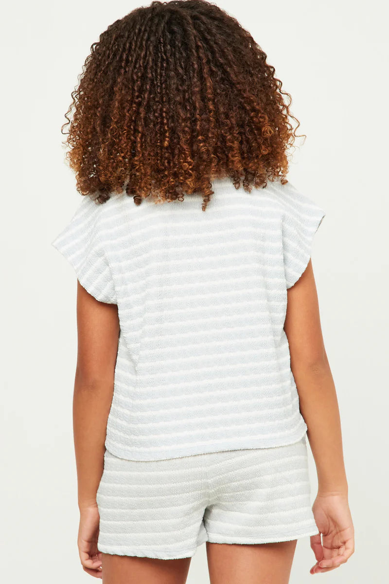 Textured Knit Striped Sleeveless Top