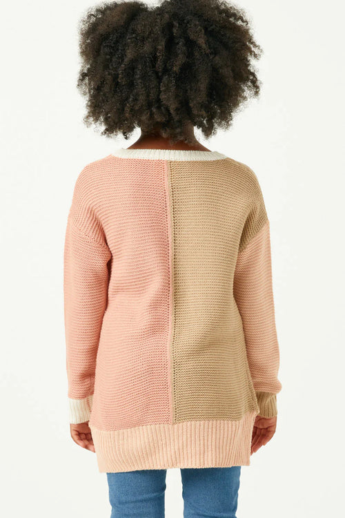 Colorblock Paneled Knit Sweater