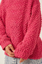 Fuchsia Popcorn Knit Sweater