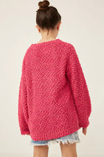 Fuchsia Popcorn Knit Sweater