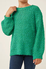 Green Popcorn Knit Sweater