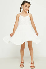 Off White Lace Bodice Tiered Tank Dress