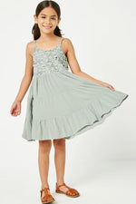 Sage Lace Bodice Tiered Tank Dress