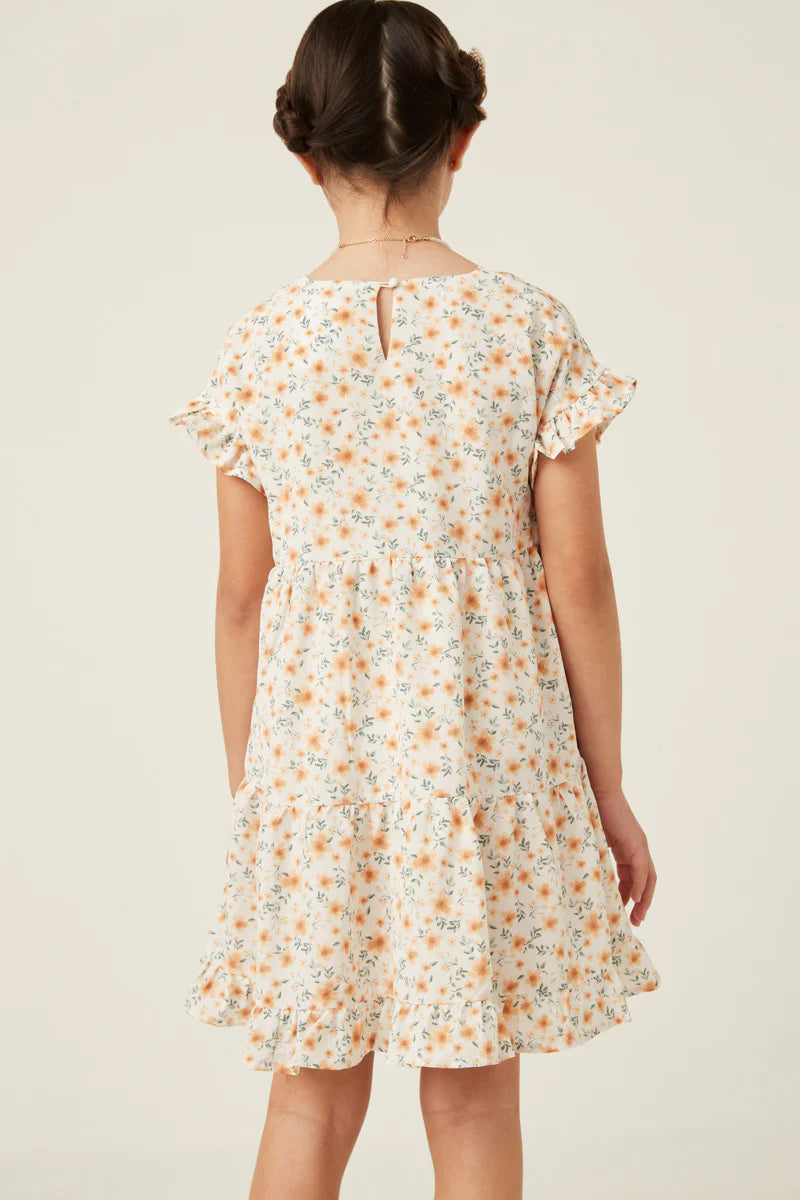 Ruffle Short Sleeve Tiered Floral Dress