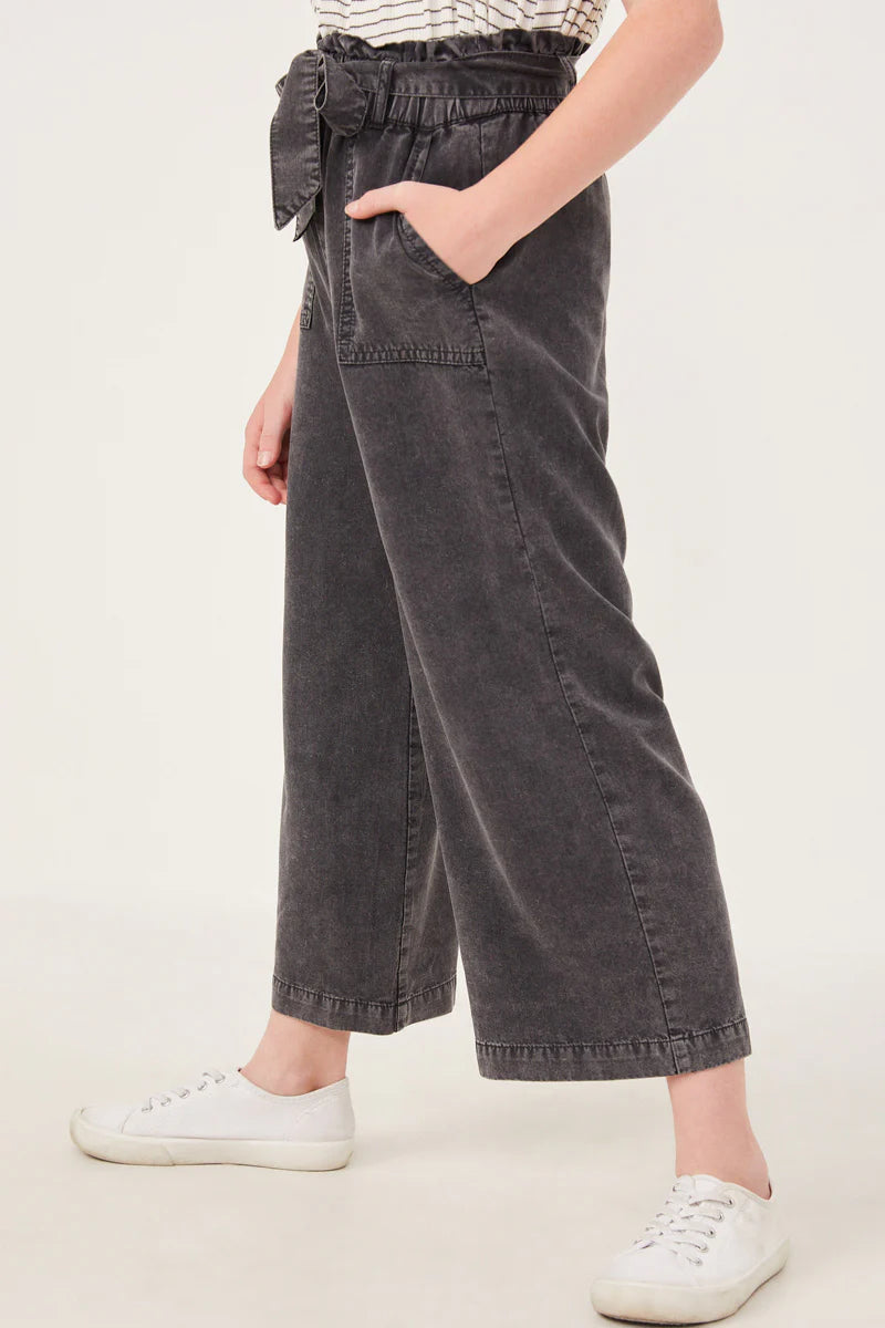 Charcoal Garment Dyed Tencel Wide Leg Pant