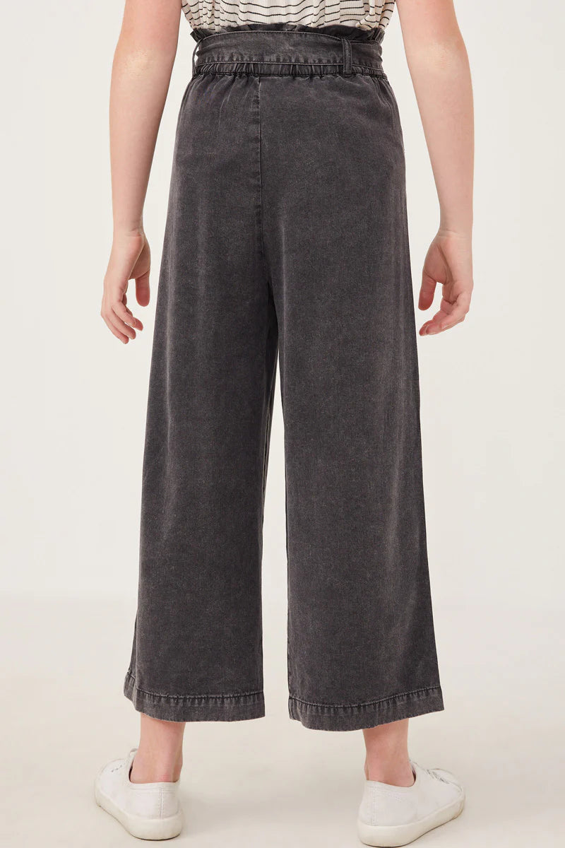 Charcoal Garment Dyed Tencel Wide Leg Pant