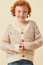 Confetti Popcorn Knit Buttoned Sweater Cardigan