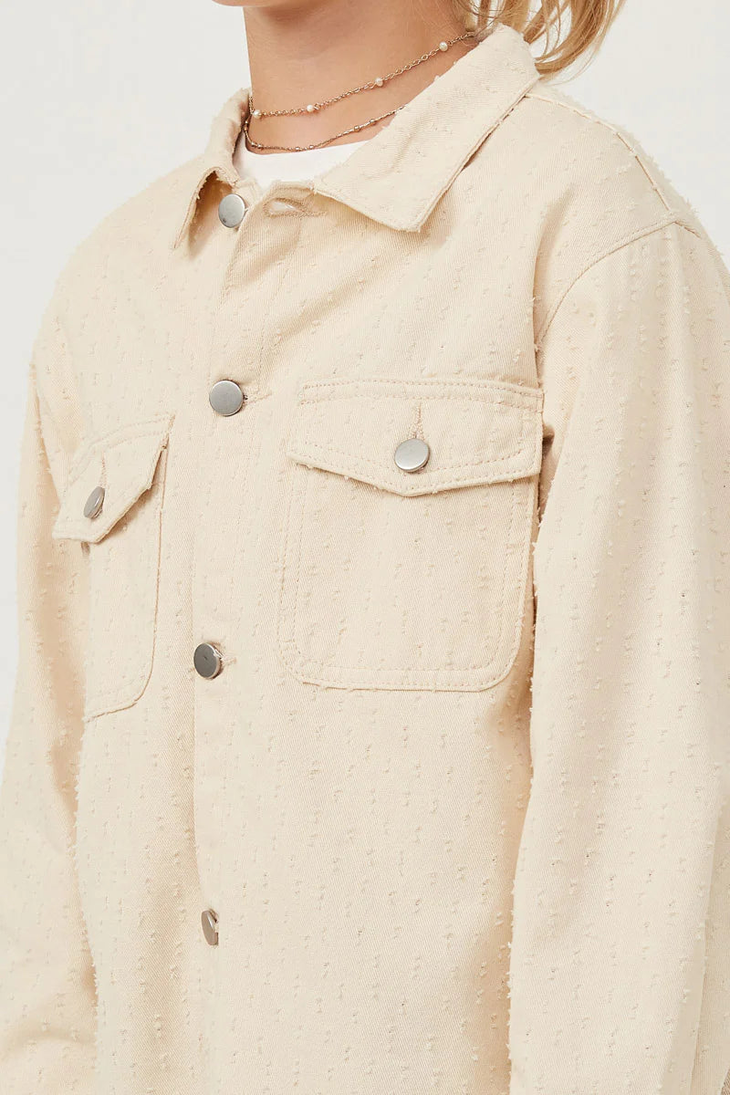 Distressed Detail Button Up Shacket