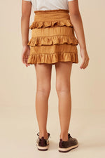 Carmel Shimmery Ruffle Tiered Smocked Waist Skirt