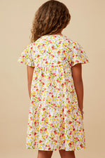 Ditsy Floral V Neck Flutter Sleeve Dress