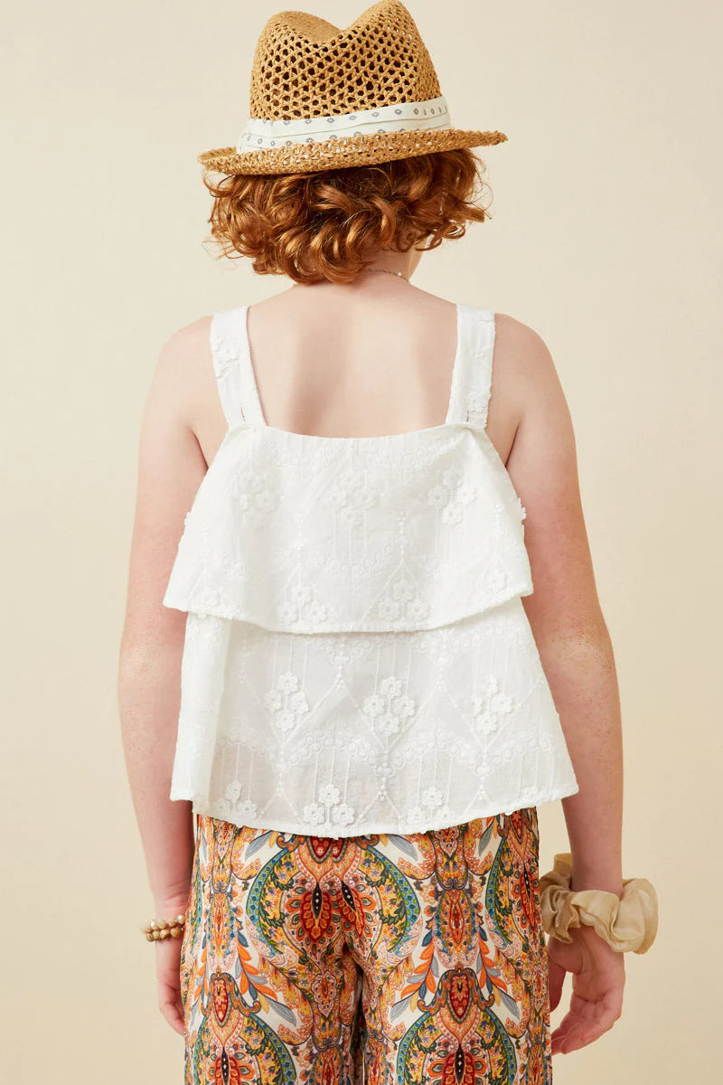 Floral Eyelet Tiered Tank