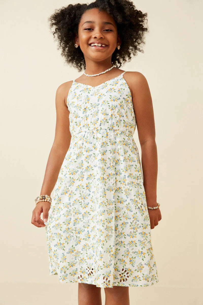 Floral Printed Eyelet Tank Dress
