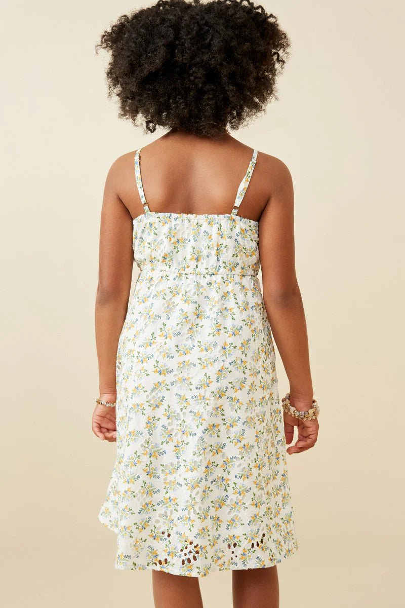 Floral Printed Eyelet Tank Dress