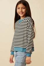 Contrast Banded Detail Ribbed Stripe Top