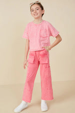 Washed Raw Edge Detail Pocket T Shirt