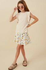 Beige Ribbed Ruffled Detail Knit Tank