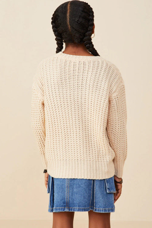 Sweater with Sequin Bow Patch
