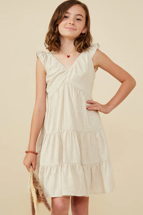 Heathered Linen Look Smocked Back Tank Dress