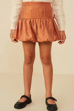 Side Ribbon Detail Bubble Hem Shimmer Skirt