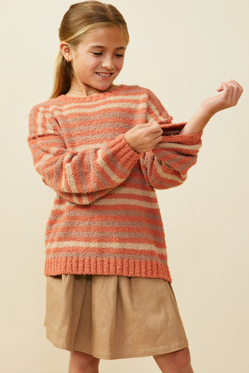 Ultra Soft Rust Stripe Pullover Sweater