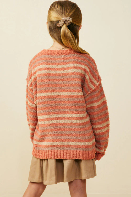 Ultra Soft Rust Stripe Pullover Sweater